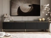 TV-Lowboard im Glamour-Stil mit LED-Beleuchtung Celle, schwarz matt