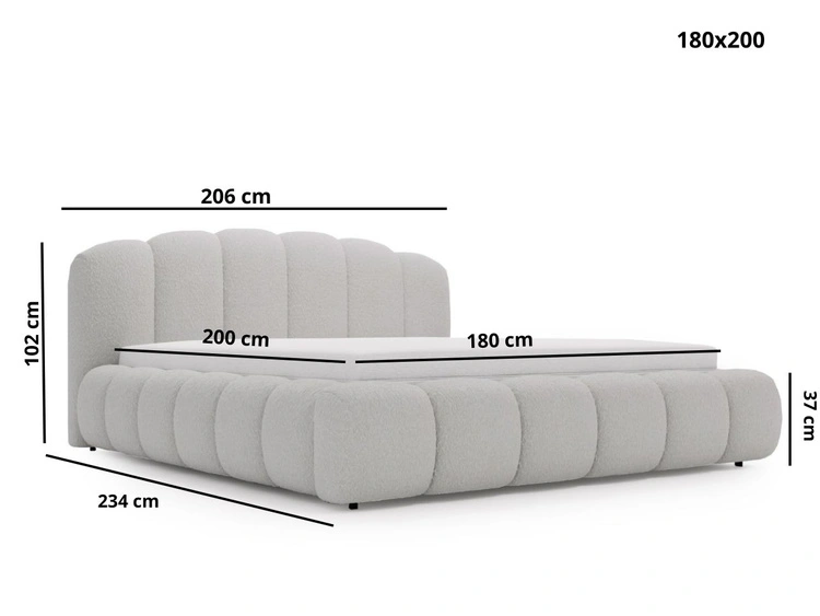 Polsterbett mit Stauraum und Lattenrost 180x200 Cloud Soft Beige