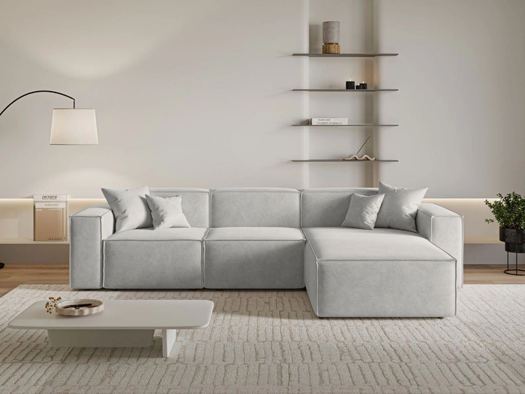 Ecksofa L-Form Rechts Arizona Hellgrau