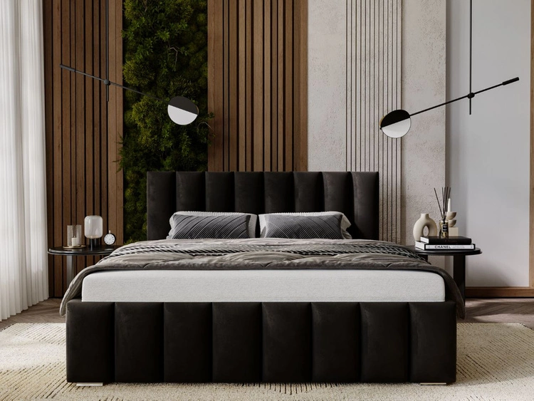 Polsterbett mit Bettkasten und Lattenrost 140x200 Neos Schwarz
