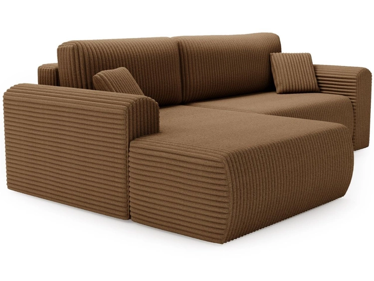Ecksofa mit Schlaffunktion und Bettkasten Belvio links Braun