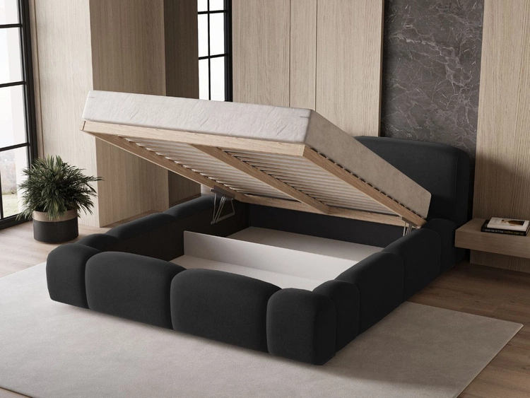 Polsterbett mit Bettkasten und Lattenrost 160x200 Aubi Schwarz