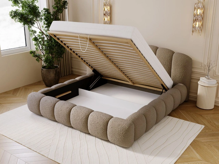 Polsterbett mit Stauraum und Lattenrost 160x200 Cloud Soft Braun