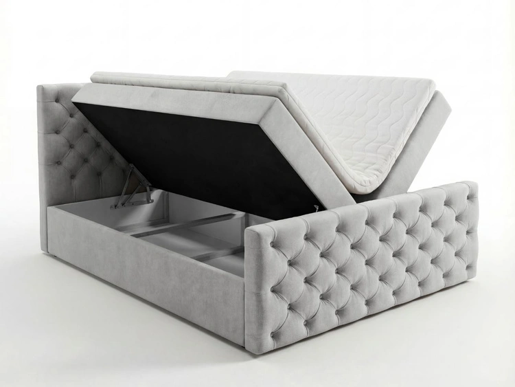 Boxspringbett mit Bettkasten 160x200 Montego Hellgrau