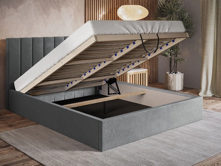 Polsterbett mit Bettkasten und Lattenrost 120x200 Sesto Schwarz