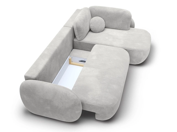 Ecksofa mit Schlaffunktion und Bettkasten Rechts Carino Hellgrau