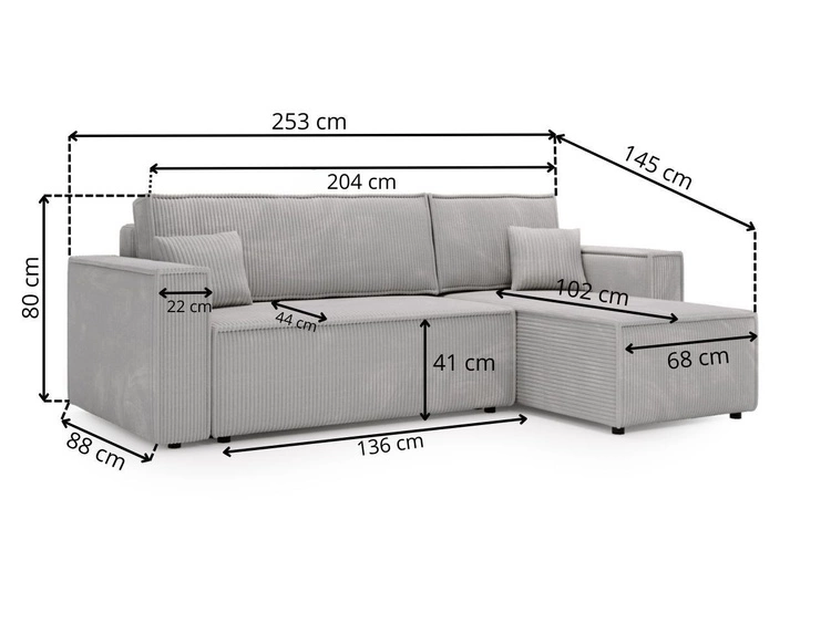 Modernes Ecksofa mit Schlaffunktion und Stauraum Prato L Dunkelgrau
