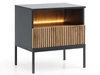 Nachtschrank mit Schublade und Led Deo Schwarz, Eiche Wotan
