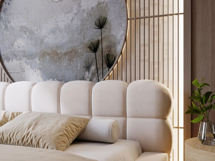 Polsterbett mit Bettkasten und Lattenrost 140x200 Plaza Beige
