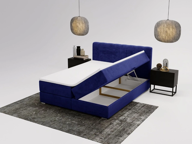 Boxspringbett mit Bettkasten 140x200 Forte Dunkelblau