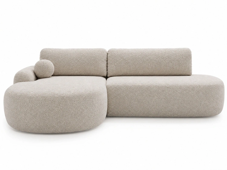 Ecksofa L-Form Links mit Schlaffunktion und Bettkasten Aurio O Creme