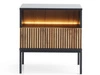 Nachtschrank mit Schublade und Led Deo Schwarz, Eiche Wotan