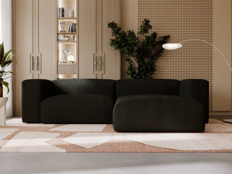 Ecksofa L-Form Rechts Moderne Cord Ecksofa Landi Schwarz