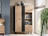 Vitrinenschrank Malone Artisan Eiche, Schwarz