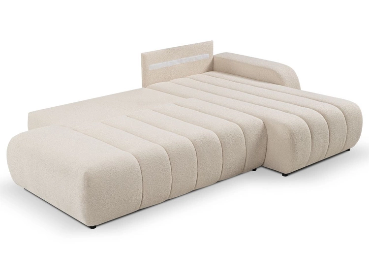 Ecksofa mit Schlaffunktion und Bettkasten Rechts Adoro Hellbeige