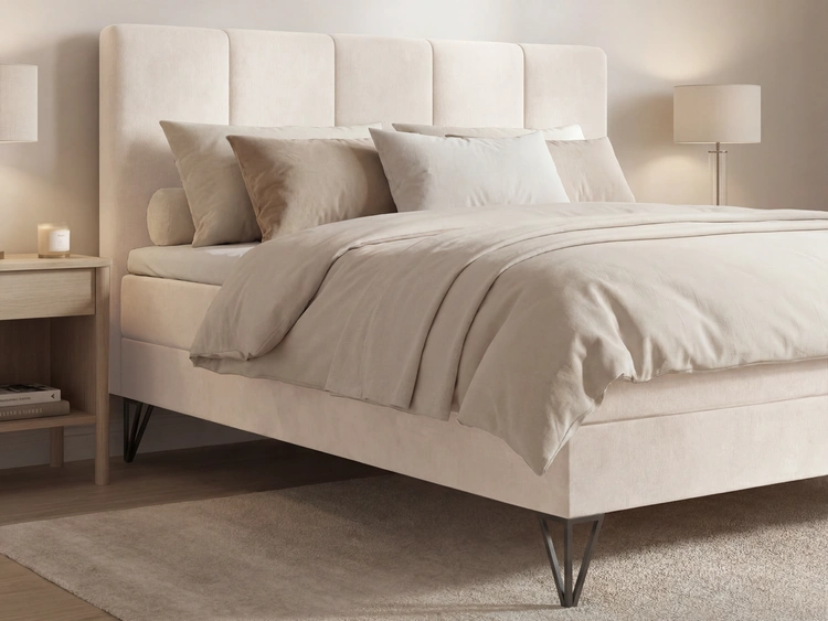 Boxspringbett mit Bettkasten 180x200 Vendi cremig