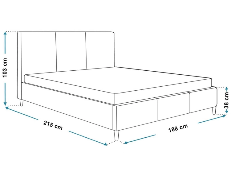 Polsterbett mit Lattenrost 180x200 Trio Dunkelblau