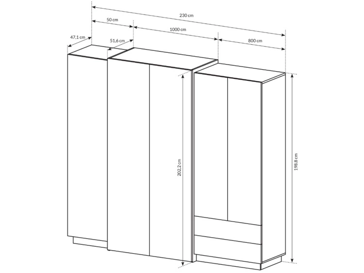 Drehtürenschrank Elegante Morten Weiß, Goldene Craft Eiche