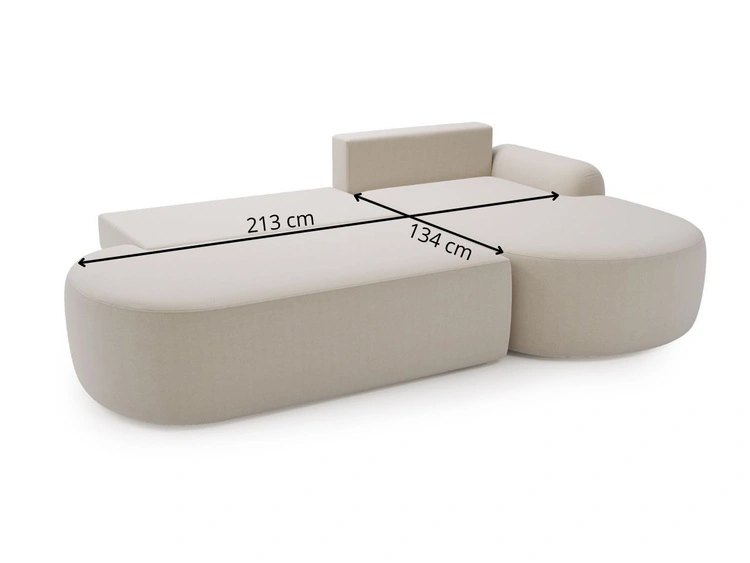 Ecksofa L-Form Rechts mit Schlaffunktion und Bettkasten Aurio O Hellbraun