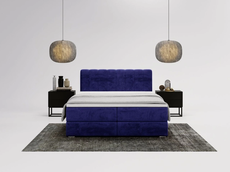 Boxspringbett mit Bettkasten 140x200 Forte Dunkelblau