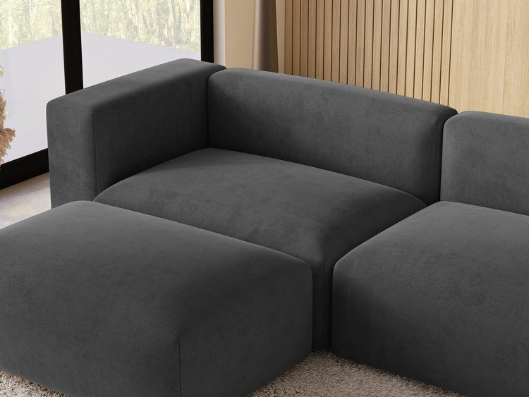 Ecksofa L-Form Links Moderne Cord Ecksofa Landi Dunkelgrau