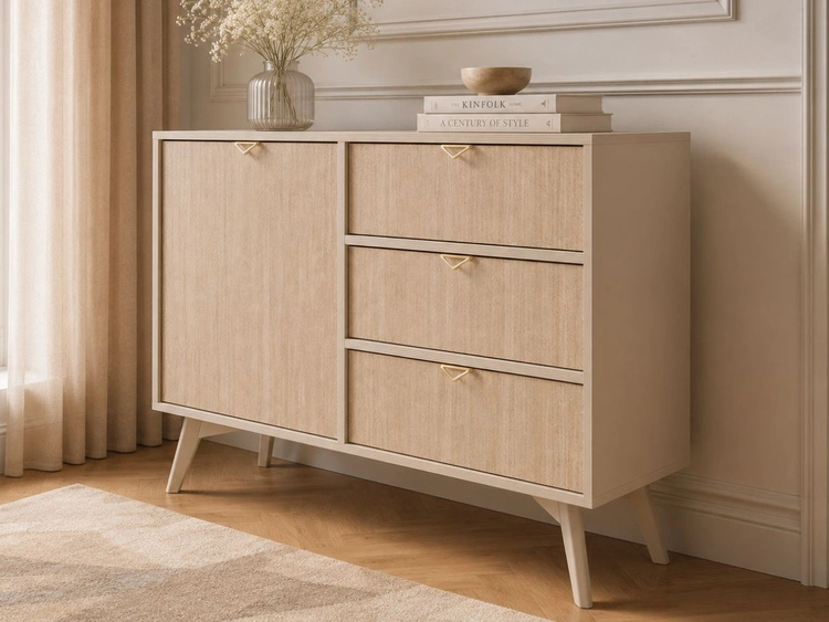 Kommode mit Türe und Schubladen Modena Beige
