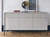 Wohnzimmerset Amber Grau, Schwarz Frame