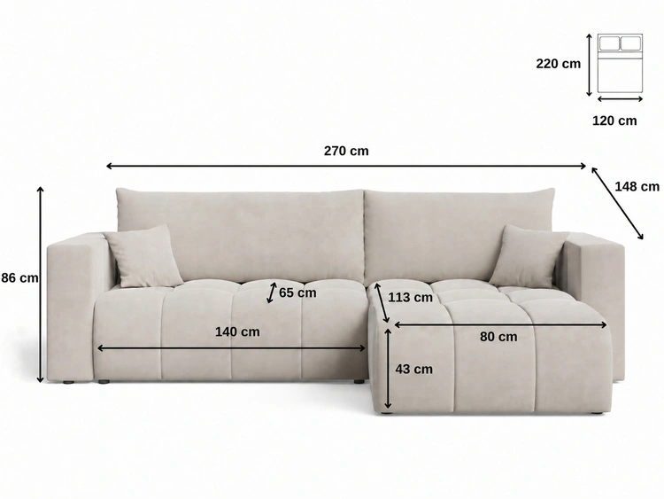 Ecksofa L-Form mit Schlaffunktion und Bettkasten Neva Bouclé-Stoff Weiß