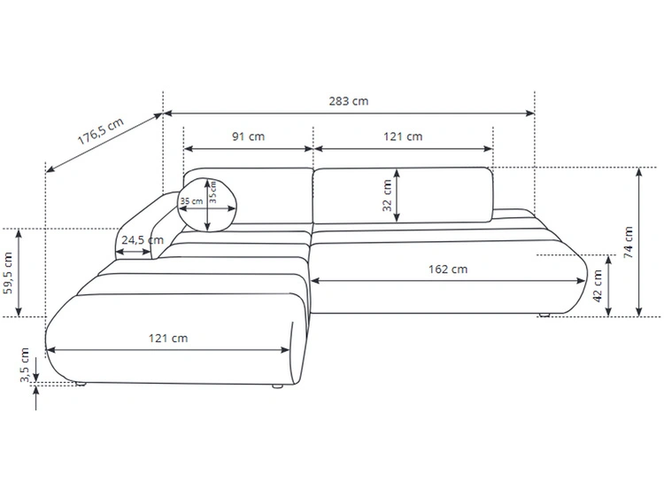 Ecksofa L-Form mit Schlaffunktion und Bettkasten Lisso Rechts Braun