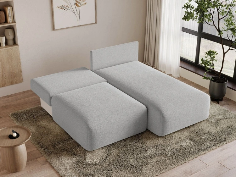 Ecksofa L-Form Rechts mit Schlaffunktion und Bettkasten Ronni Grau