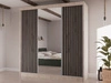 Schiebetürenschrank mit Lamellen und Spiegel 200 cm Lucena Eiche Sonoma, Schwarz