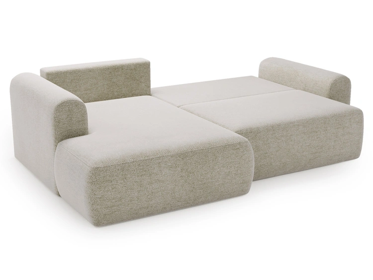 Ecksofa L-Form mit Schlaffunktion und Bettkasten Savana Bis Hellbeige
