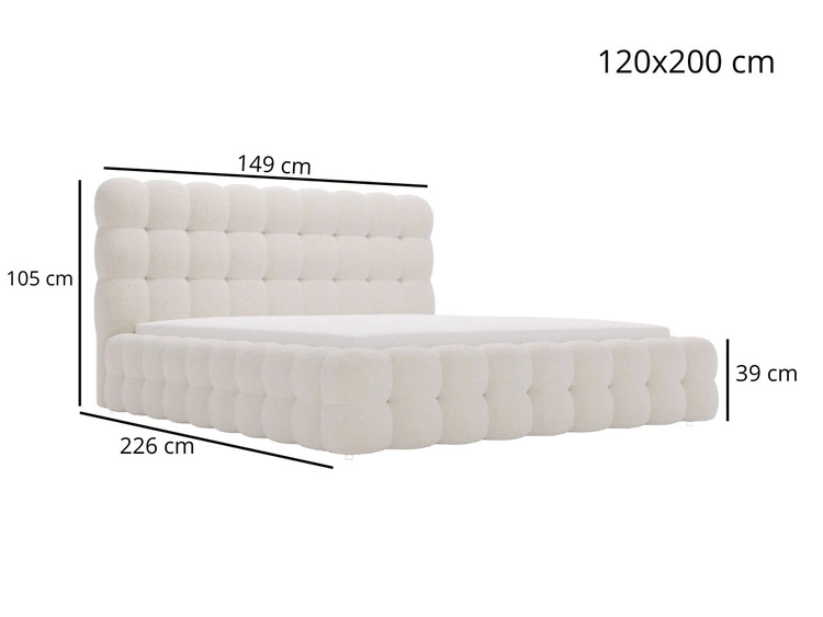 Polsterbett mit Bettkasten und Lattenrost 120x200 Twist Beige