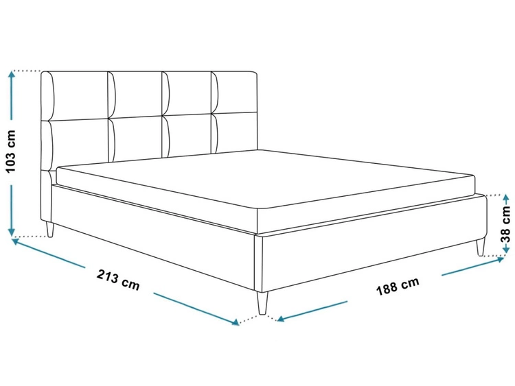 Polsterbett mit Lattenrost 180x200 Luxe Dunkelgrau