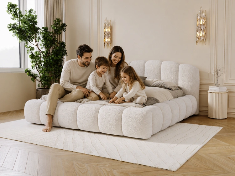 Polsterbett mit Stauraum und Lattenrost 160x200 Cloud Soft Beige