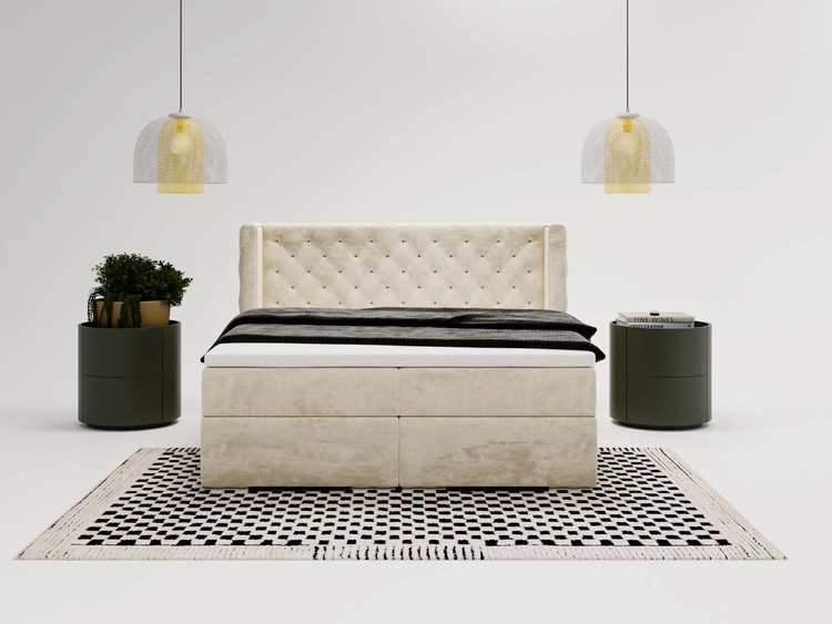 Boxspringbett mit Bettkasten 120x200 Lion Creme