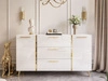Wohnzimmer-Set mit goldenen Metallbeinen und goldenen Griffen Lunelie Weiß Hochglanz