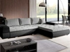 Ecksofa L-Form mit Schlaffunktion und Bettkasten Sonia Grau, Schwarz