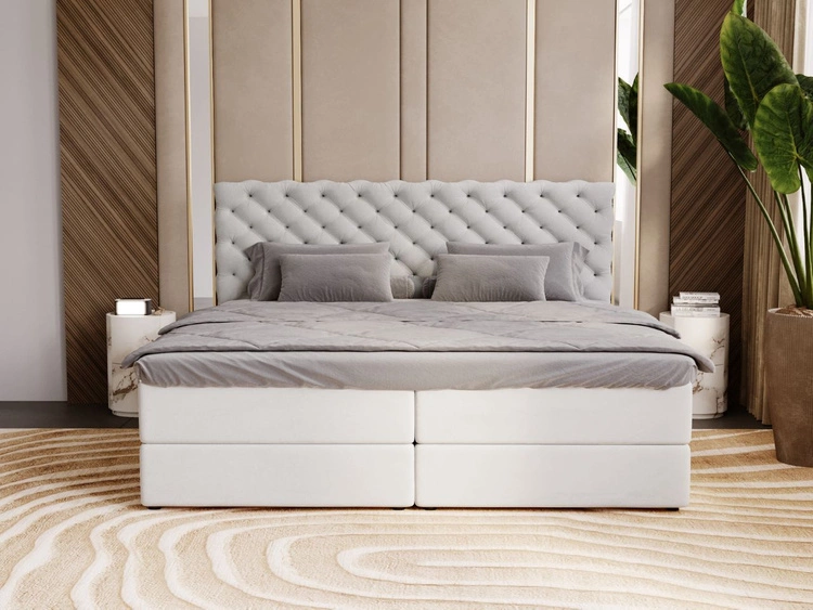 Boxspringbett mit Bettkasten 160x200 Bergamo Hellgrau