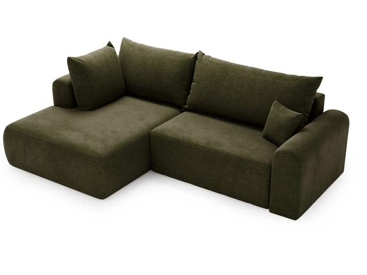 Ecksofa L-Form mit Schlaffunktion und Bettkasten Savana Bis Grün