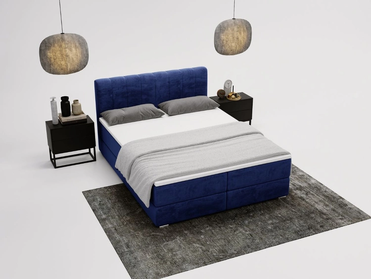 Boxspringbett mit Bettkasten 160x200 Forte Dunkelblau