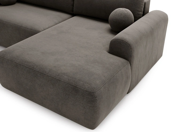Ecksofa L-Form mit Schlaffunktion und Bettkasten Savana Rechts Grau