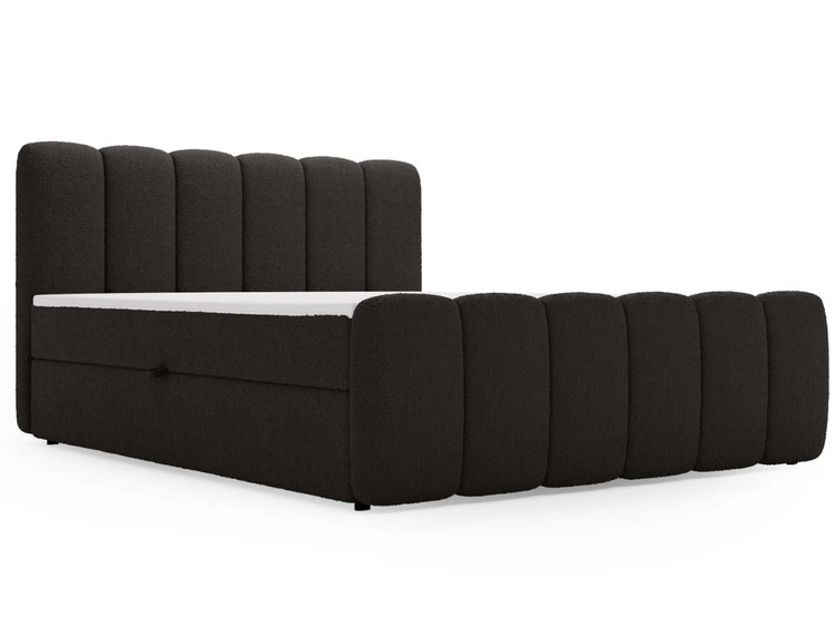 Boxspringbett mit Bettkasten 200x200 Bouclé-Stoff Cloud Schwarz