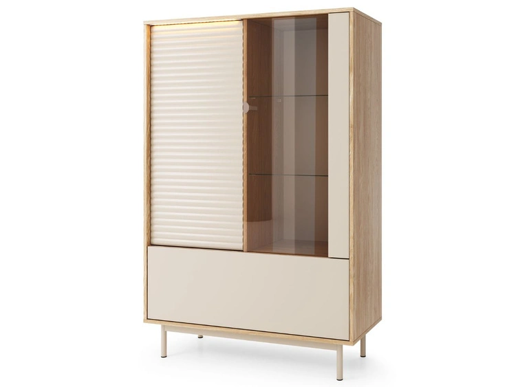 Wohnzimmerset mit Led Rapallo Kaszmir, Eiche Geölte