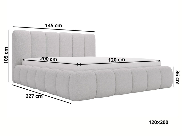 Polsterbett mit Bettkasten und Lattenrost 120x200 Cloud Bouclé-Stoff Braun