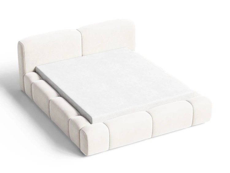 Polsterbett mit Bettkasten und Lattenrost 140x200 Aubi Creme
