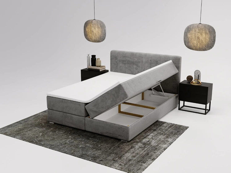Boxspringbett mit Bettkasten 160x200 Forte Grau