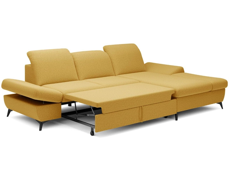 Ecksofa L-Form Rechts mit Schlaffunktion und Bettkasten Hannover Gelb