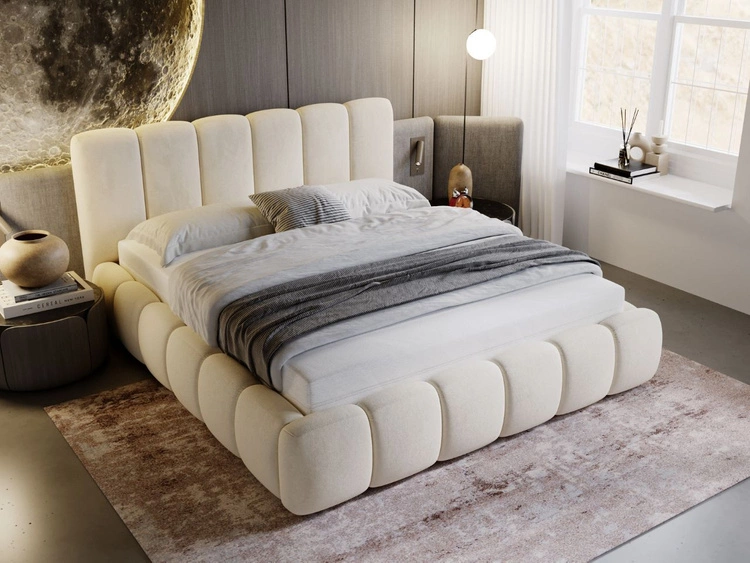 Polsterbett Ohne Bettkasten mit Lattenrost 140x200 Cloud Beige