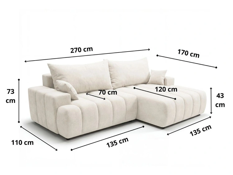Ecksofa L-Form Rechts mit Schlaffunktion und Bettkasten Caleo Schwarz